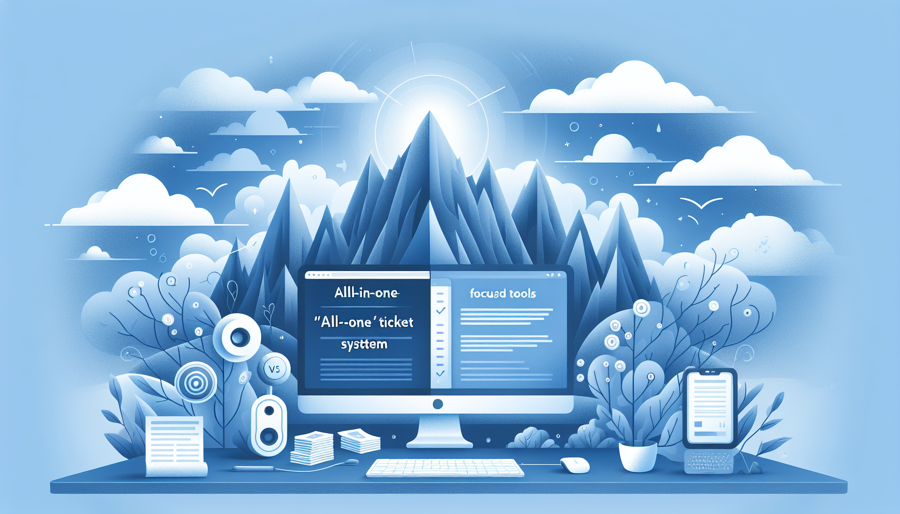 Sistema de tickets “all-in-one” vs ferramentas simples e focadas